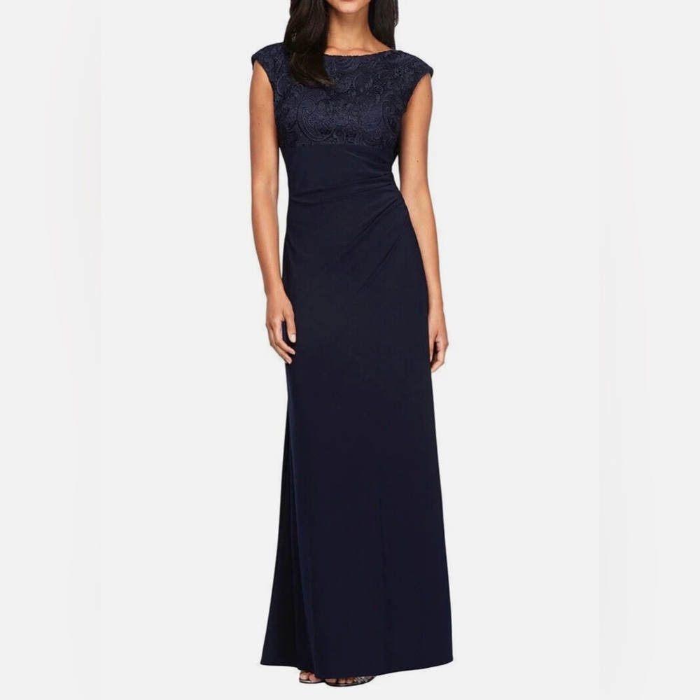 Alex Evenings Navy Blue Formal Dress